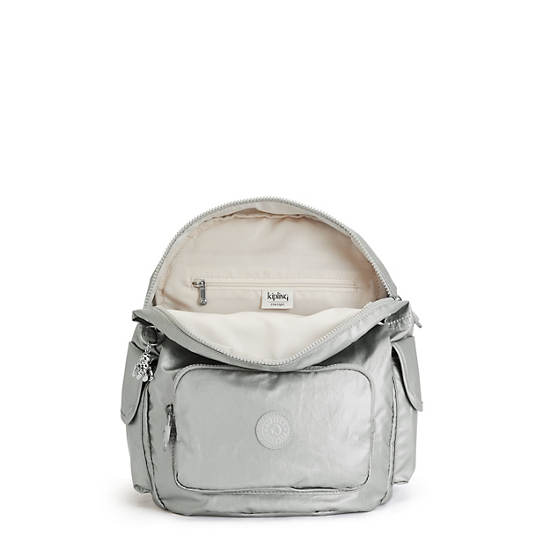 Kipling City Pack Small Metallic Rugzak Zilver | België 1701DF